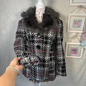 y2k grunge candies fur plaid jacket